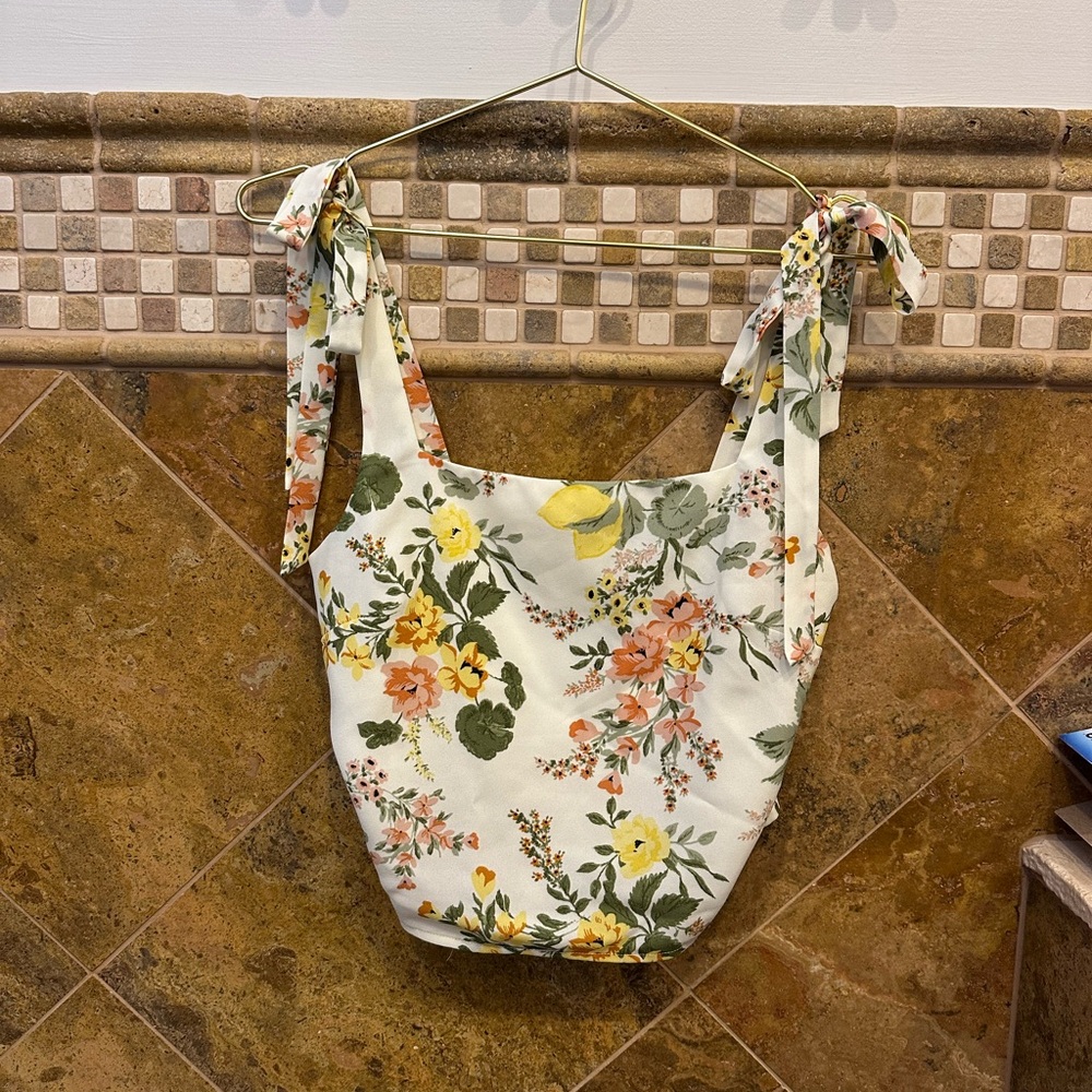Floral Women's Top with Bow Straps